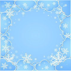 Fototapeta na wymiar Frame made of clouds. Abstract Background. Winter theme
