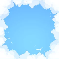 Door stickers Sky Frame made of clouds. Abstract Background. Summer theme
