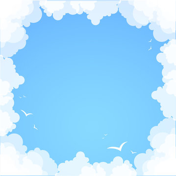 Frame made of clouds. Abstract Background. Summer theme