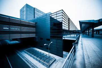 Fototapeta premium road go through the modern office building