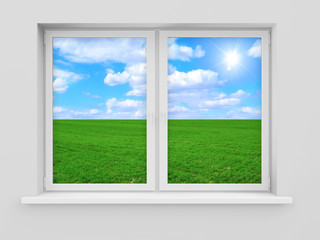 Window with Beautiful Landscape Behind