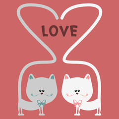 Cat love romantic card