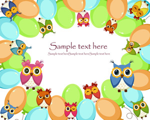 A beautiful card with balloons and owls