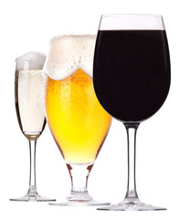 alcohol drinks set isolated