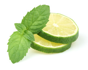 Slices of lime with mint
