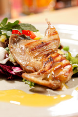 quail on the meat salad