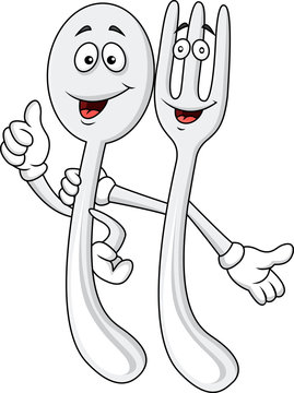 Spoon and fork cartoon