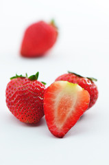 Fresh strawberries isolated on white background