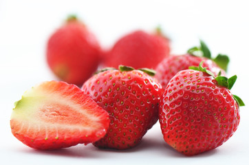 Fresh strawberries isolated on white background