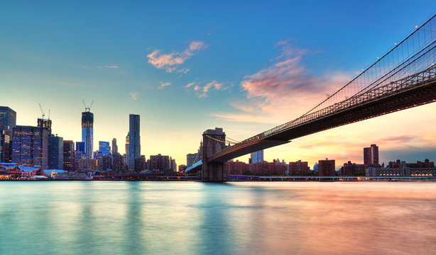 Fototapeta New York et pont de Brooklyn.