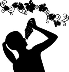 Portrait of a young girl holding grapes silhouette