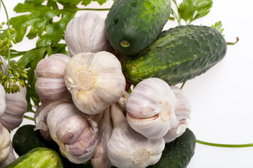 fresh vegetables on the white background