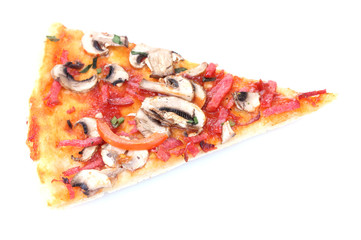 tasty slice of pizza isolated on white