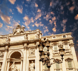 Fototapeta premium Architectural detail view of The Famous Trevi Fountain in Rome,