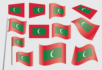 set of flags of Maldives vector illustration
