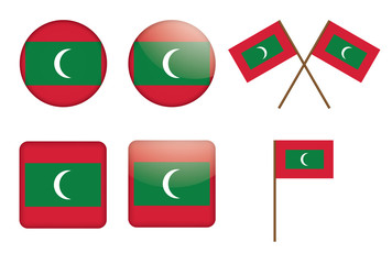set of badges with flag of Maldives vector illustration