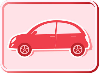 button with woman retro car silhouette