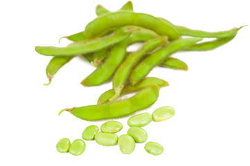Green soybeans isolated