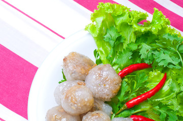 Kanom sago; Thai dessert ; powdery starch from certain sago palm