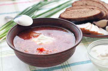 Ukrainian and russian national red borsch