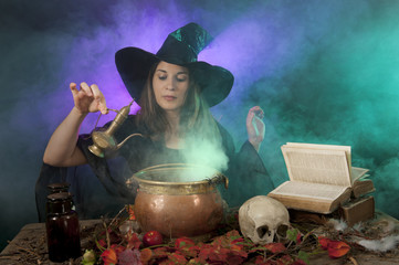 halloween with with cauldron