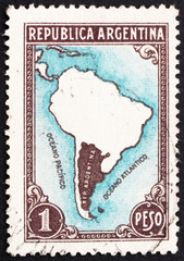 Postage stamp Argentina 1936 Map of South America