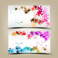 Business cards with mosaic made from puzzle pieces