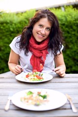 Attractive Lady Enjoying a Lunch Date