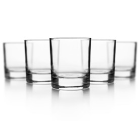 Set of empty glass for whiskey