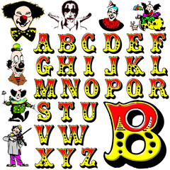 circus clowns character abc alphabet collection