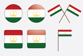 set of badges with flag of Tajikistan vector illustration