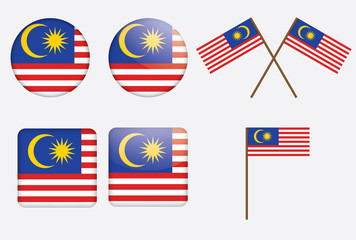 set of badges with flag of Malaysia vector illustration
