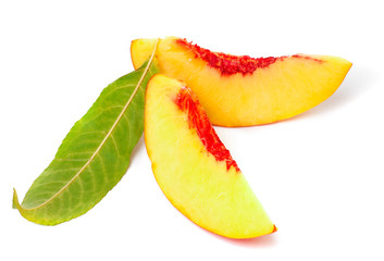 Two slices of nectarine fruit