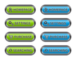 Metal Buttons with Icons for Websites
