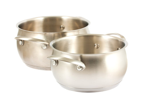 Two steel pans without covers