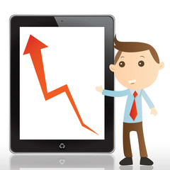 Businessman with tablet on white background