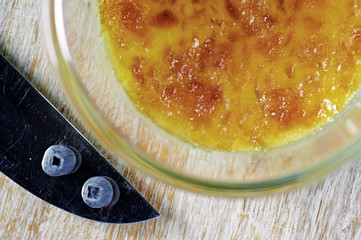 Creme brulee French dessert in ramekin