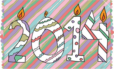happy new year 2014 made with candles. Vector illustration