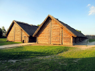 Fototapeta na wymiar old settlement, part of the archaeological museum in Poland Bisk