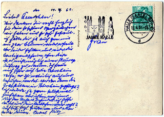 Reverse side of an old postal card