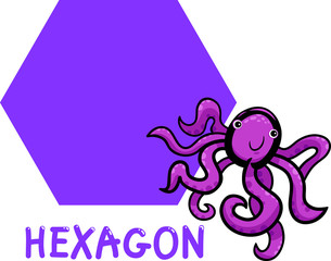 hexagon shape with cartoon octopus