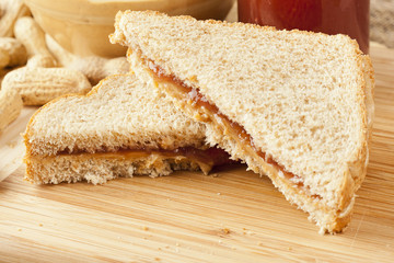 Homemade Peanut Butter and Jelly Sandwich