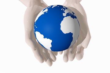 Manos ofreciendo el planeta tierra © genialbaron