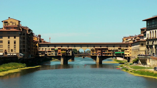 Ponte Vecchio in Florence on Arno river. Italy. Europe.