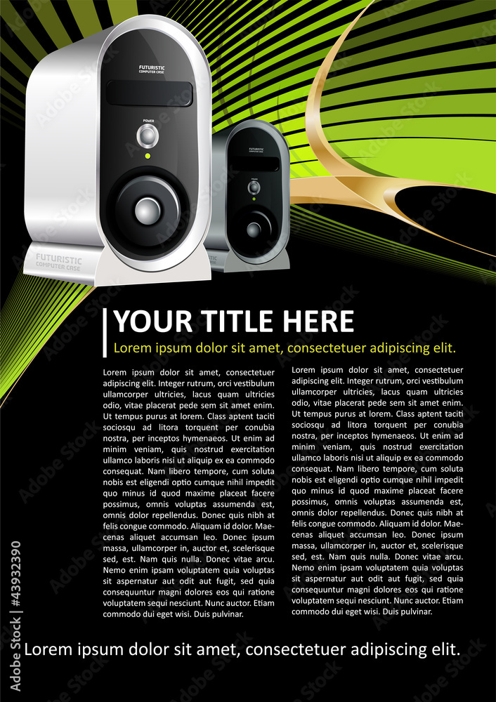 Aufkleber Abstract brochure background with computer case