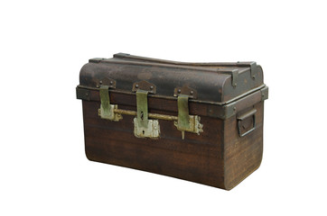 Chest old wooden case trunk