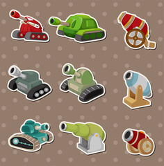 cartoon Tank and Cannon Weapon stickers