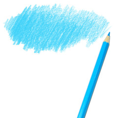 blue colored pencil drawing  on a white background