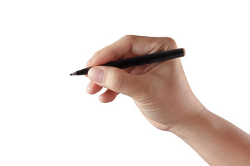 male hand with pen isolated