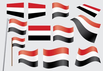 set of flags of Yemen vector illustration